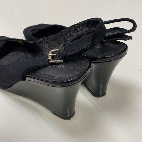 DONALD J PLINER black wedge sandal peep toe sandals - Picture 4 of 5